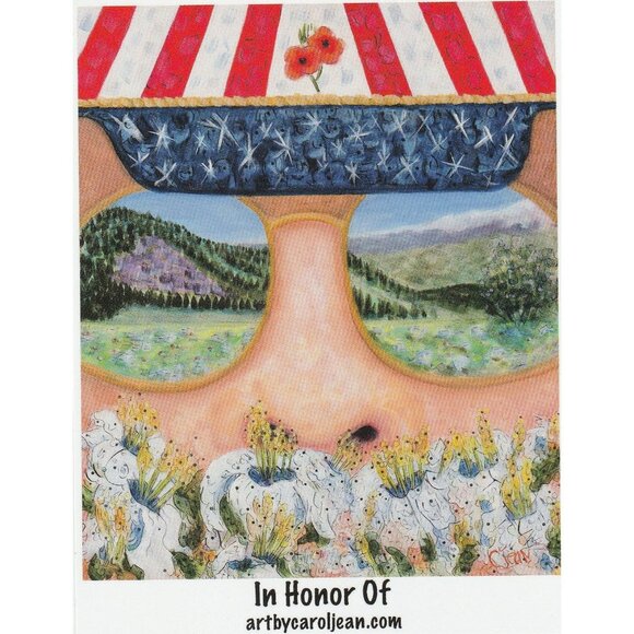 In Honor Of Patriotic Mountain Print Carol Jean 4x5 Card Steamboat Springs Co - Picture 1 of 2